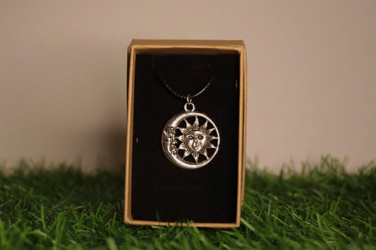 Silver Sun And Moon Necklace