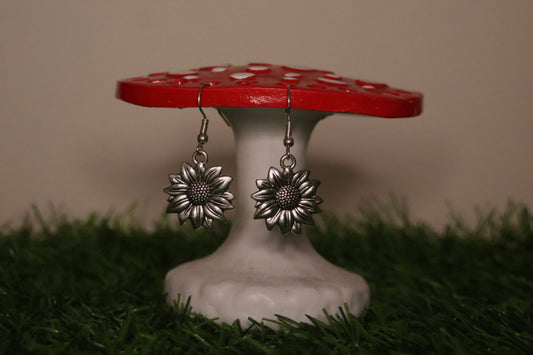 Silver Sunflower Earrings
