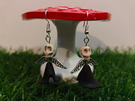 Gothic Skull Angel Earrings