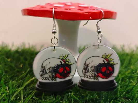 Skull Snow Globe Earrings