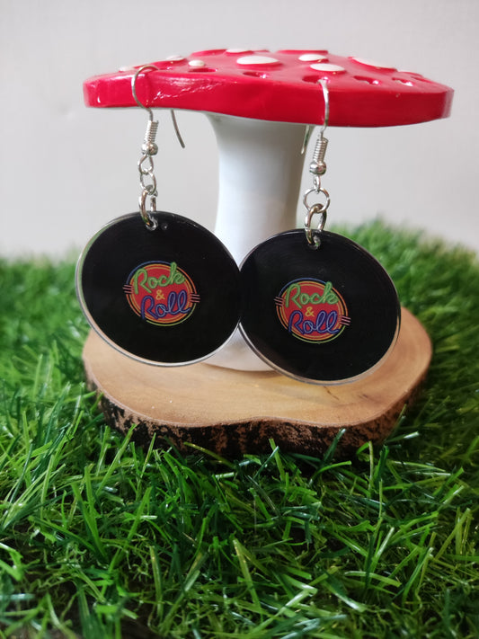 Vinyl Rock & Roll Record Earrings
